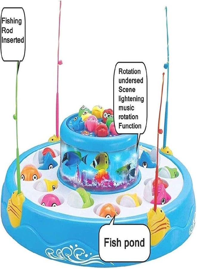 Velocious® Fishing Fish-Catching Game with 26 Piece Fishes, 2 Rotary Ponds and 4 Pods with Music and Light Function Multicolor - Image 5
